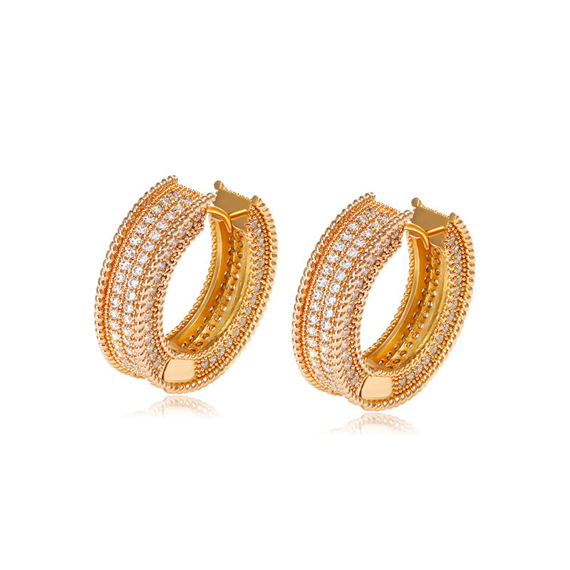 Micro-encrusted Zirconium Round Earrings