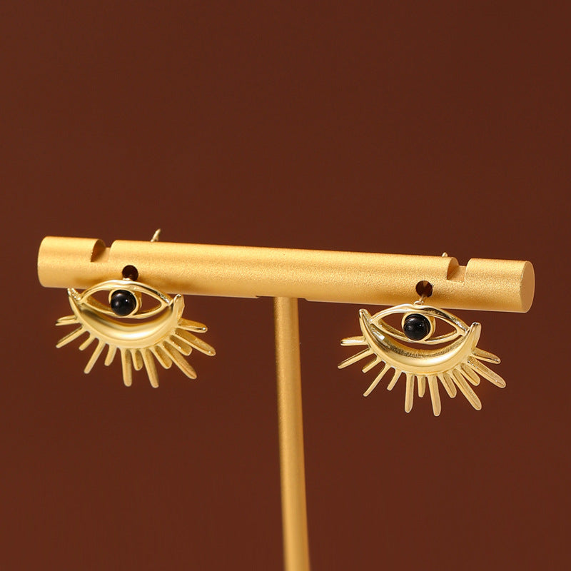 Devil's Eye Titanium Steel Gold-plated Earrings