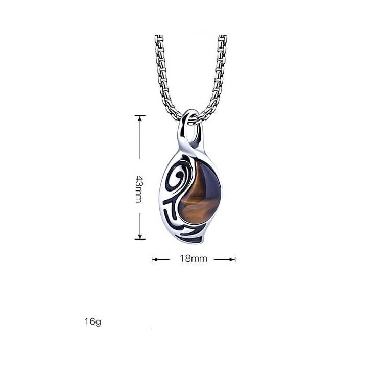 Courage Luck Protection Tiger Eye Titanium Steel Necklace