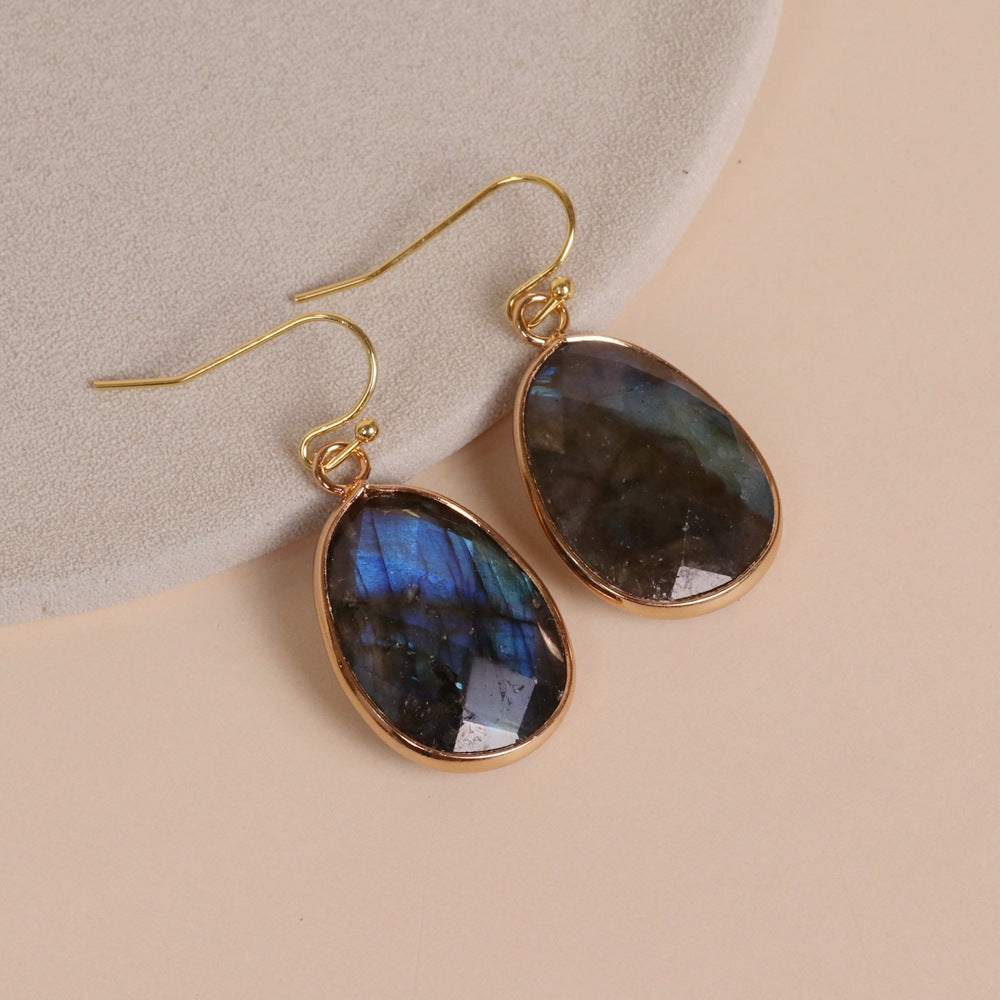 Pull Feldspar Ellipse Hanging Earrings
