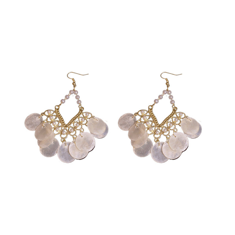Mother-of-pearl Fringe Earrings
