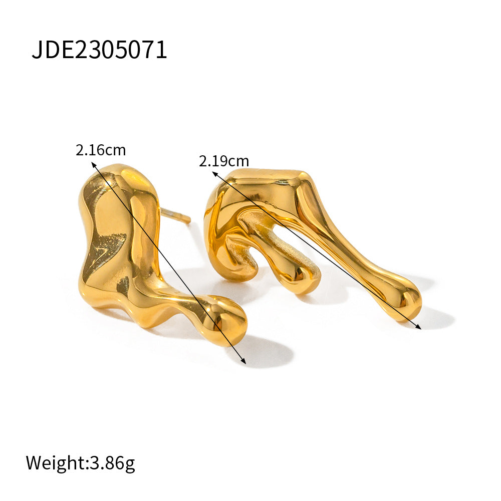 Gold Stainless Steel Irregular Creative Earrings
