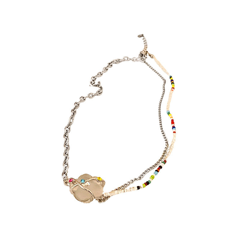 Titanium Steel Diamond Mosaic Flower Necklace