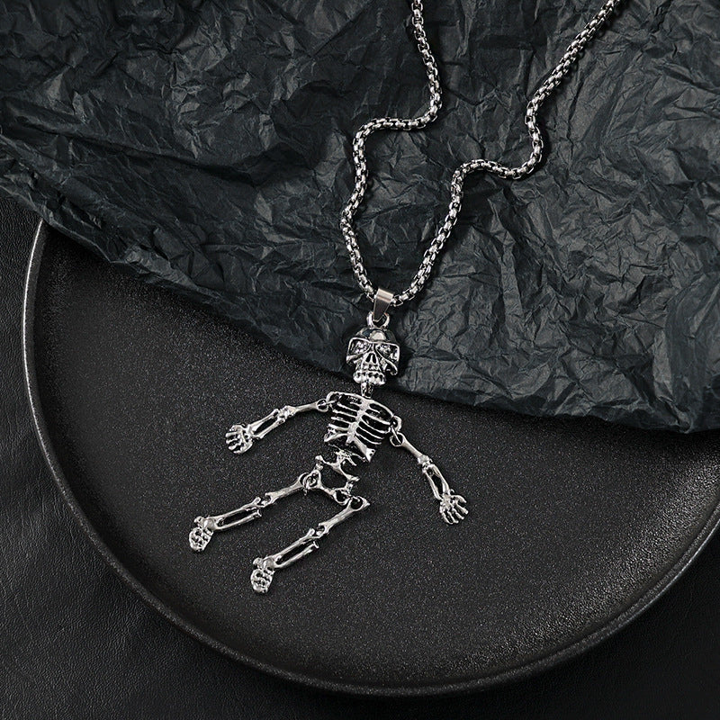 Dark Skeleton Man Skeleton Hip Hop Titanium Steel Necklace