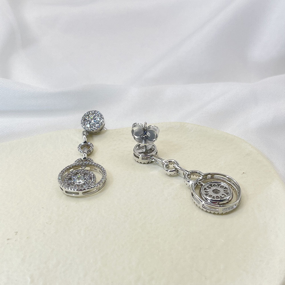 Double Ring Snowflake Zircon Earrings