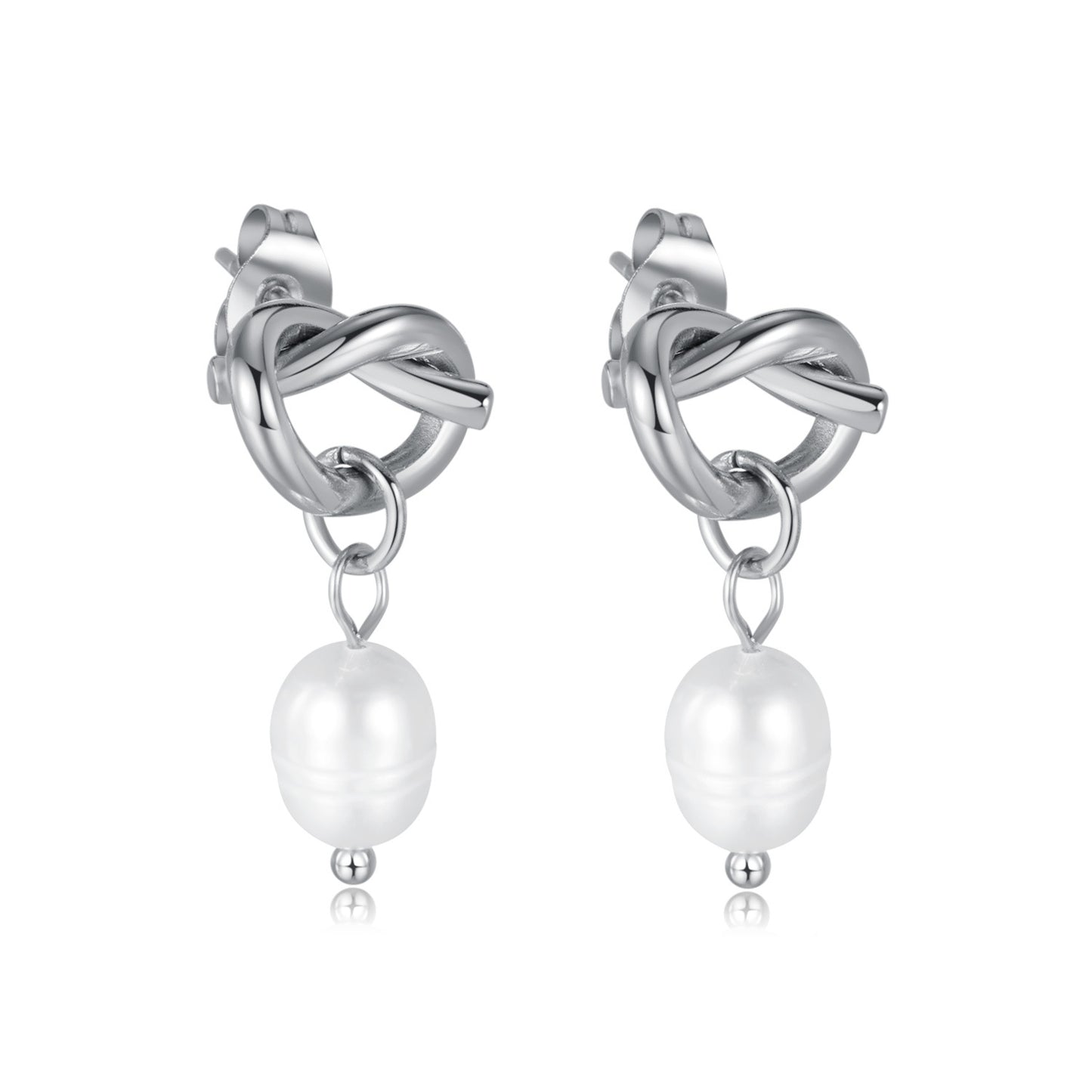Fresh Water Pearl Titanium Steel Drop Earrings