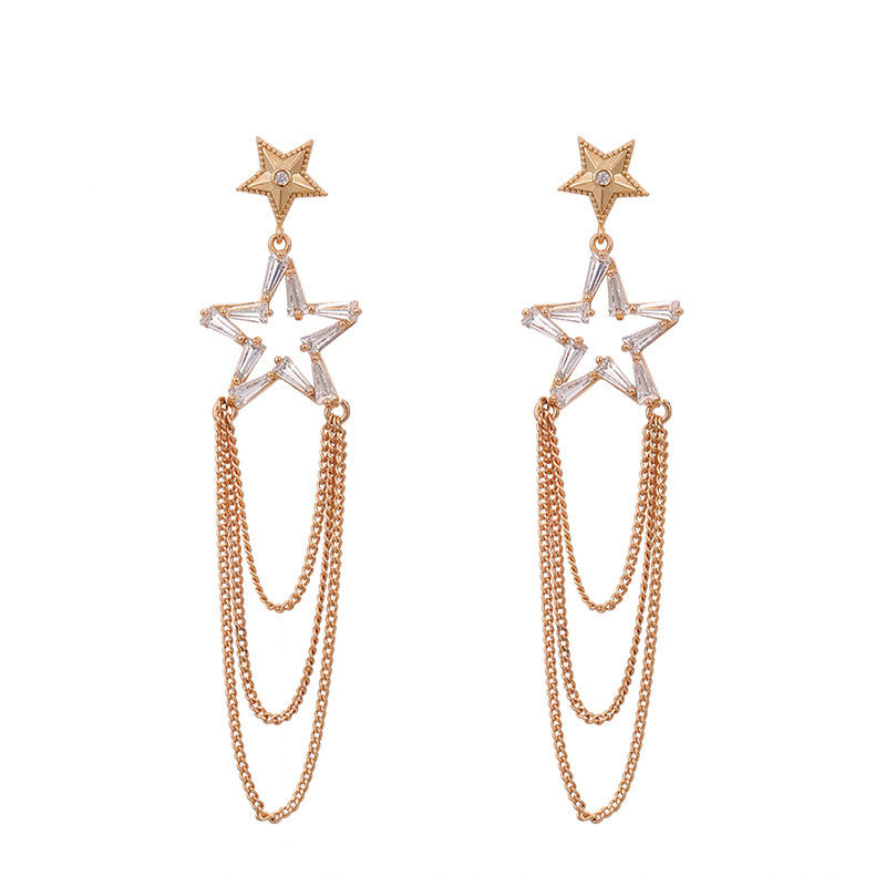 K-plated Gold Fashion Trendy Five-pointed Star Earrings