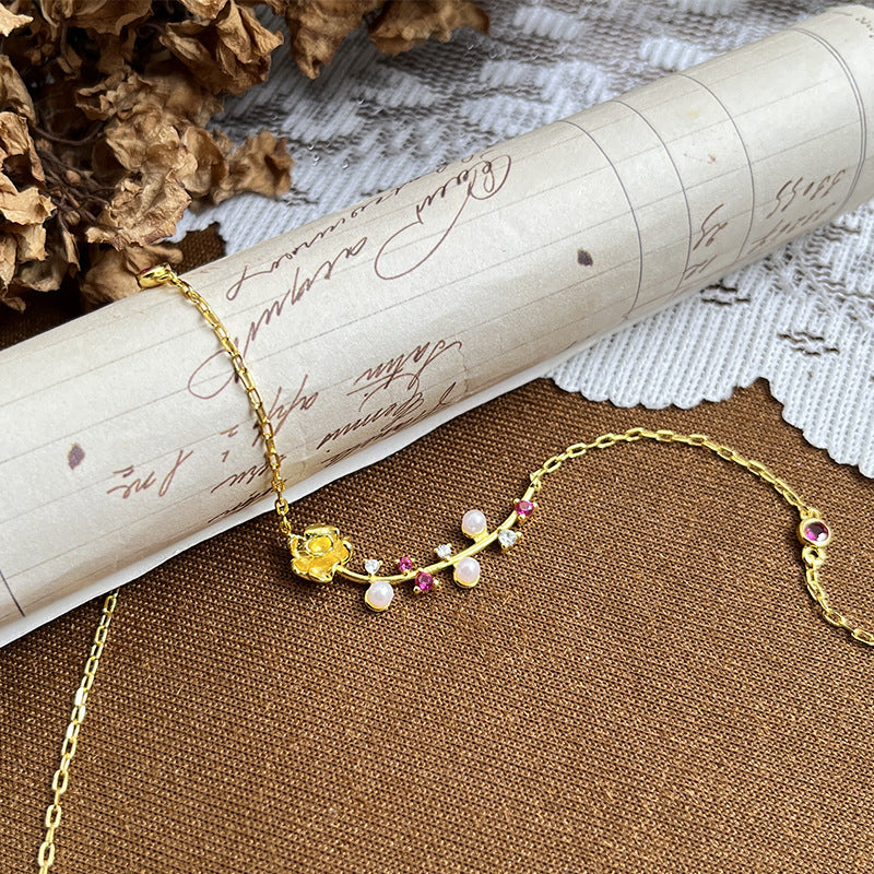 Red Tip Pearl Necklace Vintage Exquisite Daily Commute