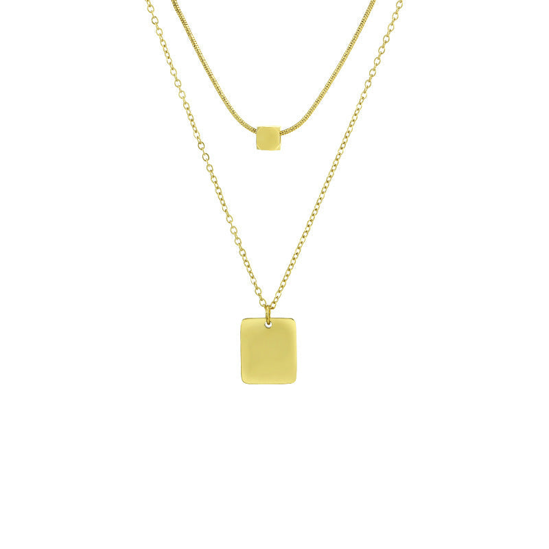 Hip Hop Geometric Double Layer Necklace