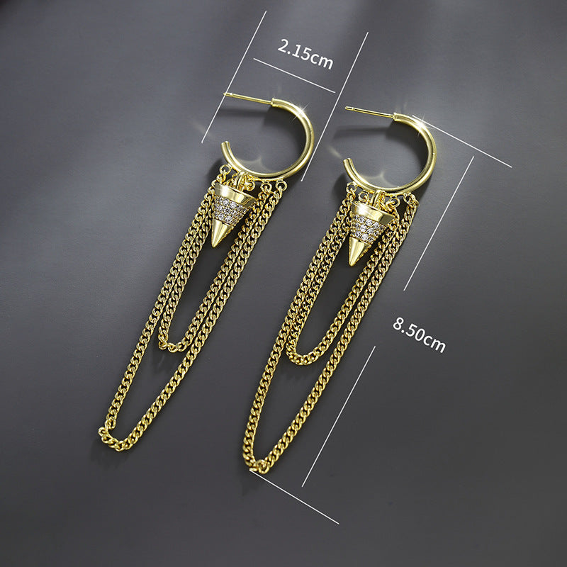 Three-dimensional Tapered Tassel Earrings with High-end Feel