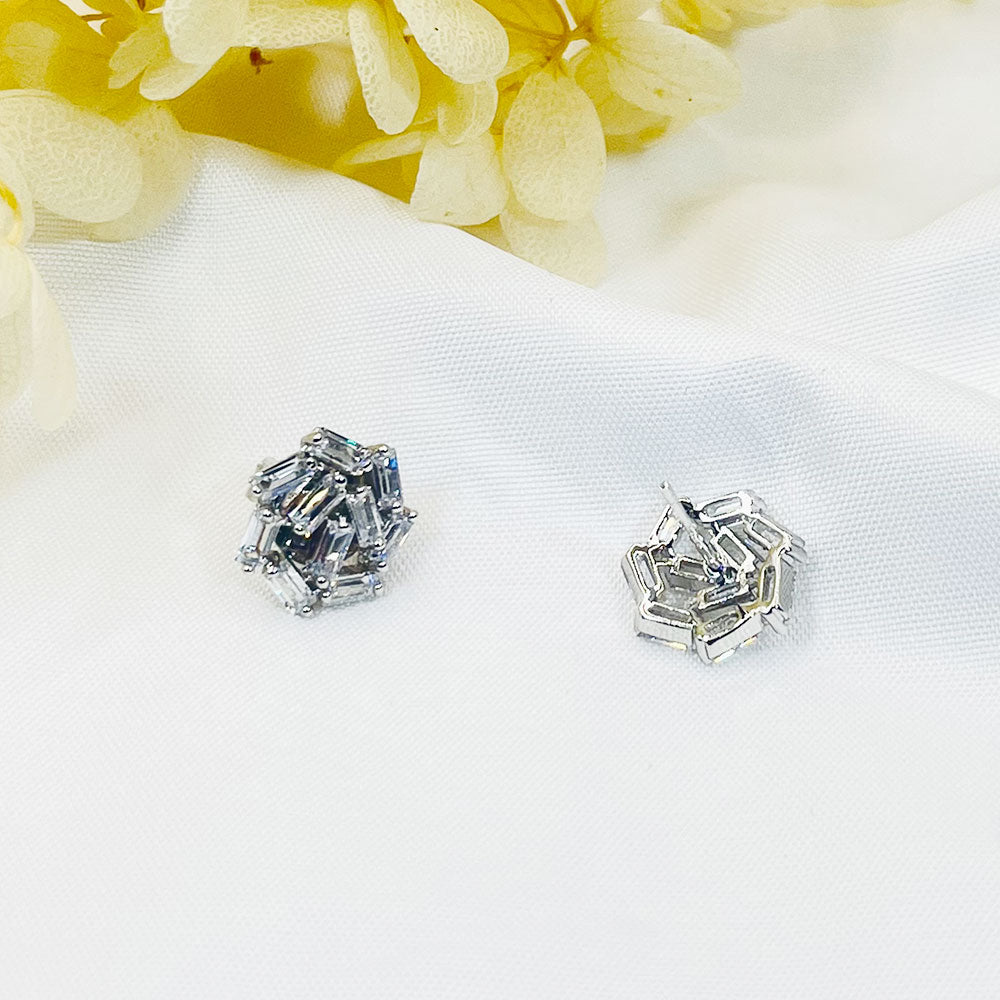 Square Snowflake White Zircon Earrings