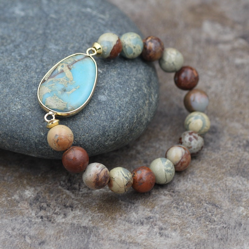 Shoushan Stone Tibetan Bead Girl Elastic Bracelet