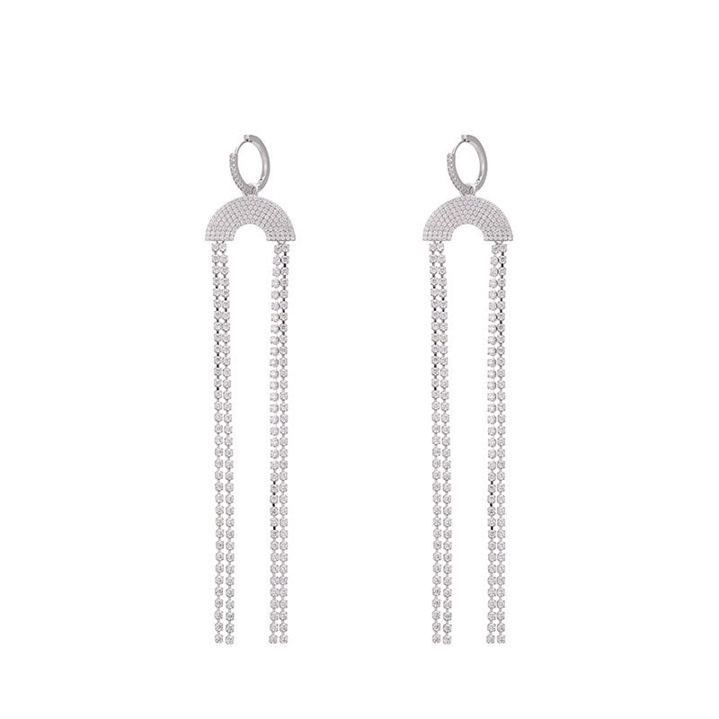 Micro Zirconia Tassel Created Gemstone Stud Earrings