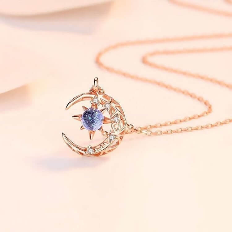 Celestial Dainty Moon Moonstone Necklace