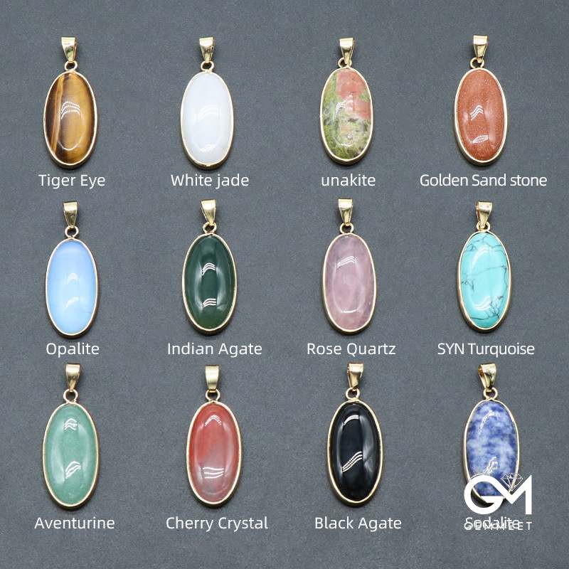 Red Agate Long Oval Phnom Penh Agate Pendant