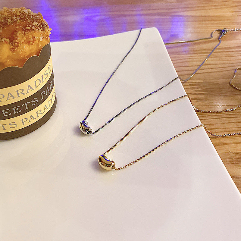 Simple Acacia Bean Design Sense Titanium Steel Necklace