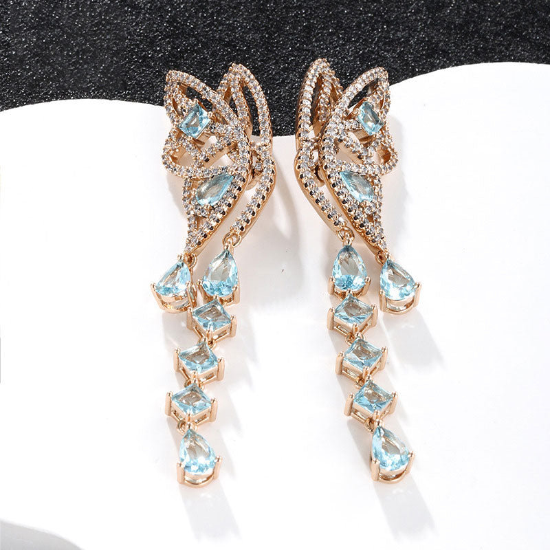 Colorful Zircon Butterfly Luxury Earrings for Women