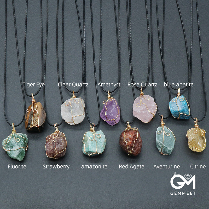 Twisted Silk Green Aventurine Irregular Stone Necklace