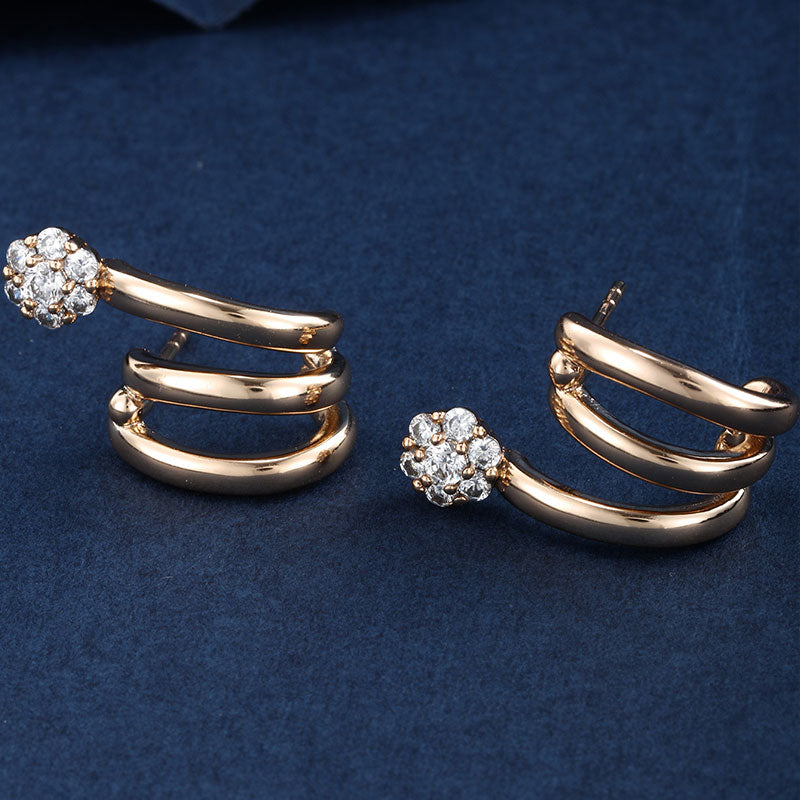 Three-claw Curved Line High-end Earrings