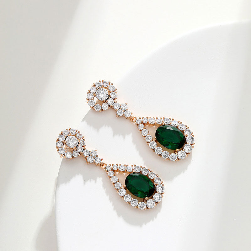 Retro Fashion Drop-shaped Inlaid Zirconia Long Earrings