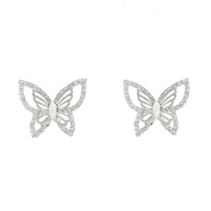 Sparkle Hollow Zircon Butterfly Earrings