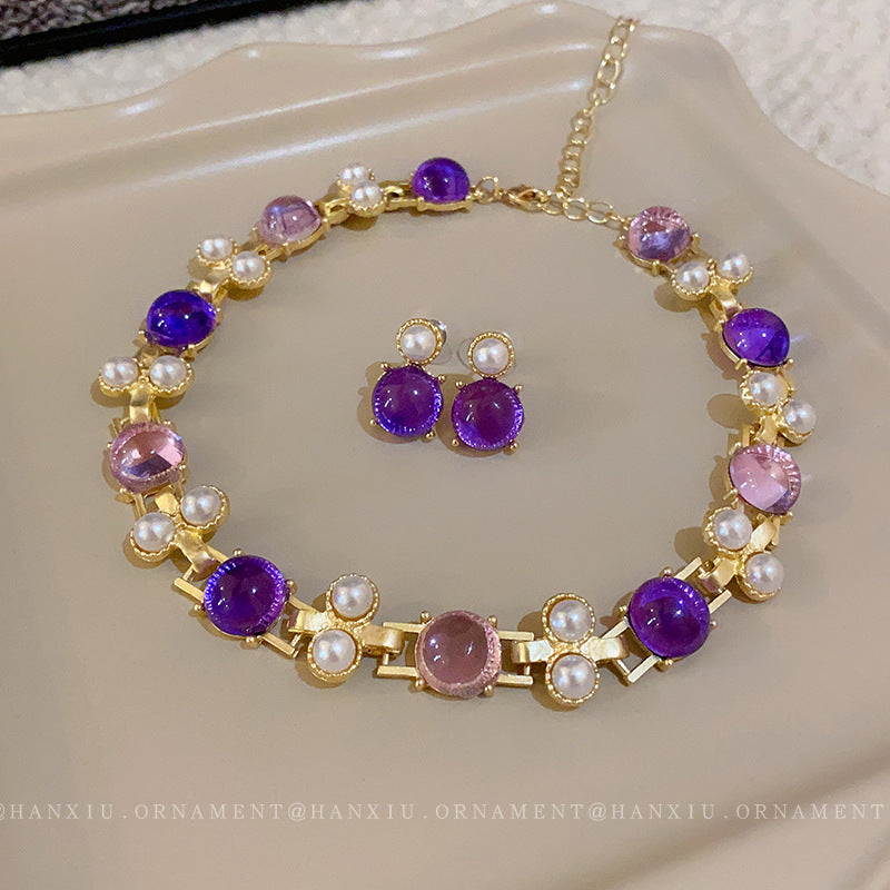 Round Resin Pearl French Vintage Necklace