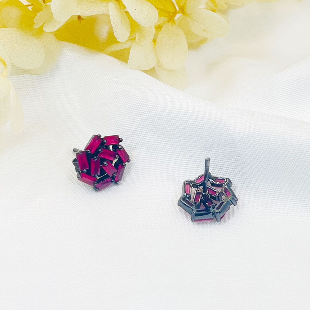 Square Snowflake Pink Zircon Earrings