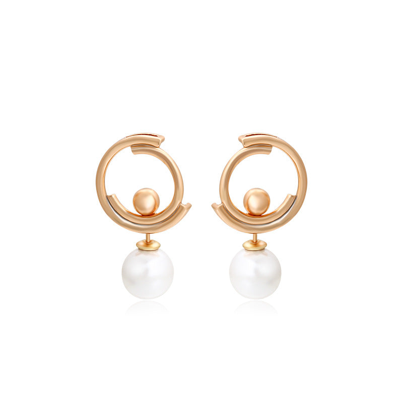 A Pair of Elegant Geometric Imitation Pearl Earrings
