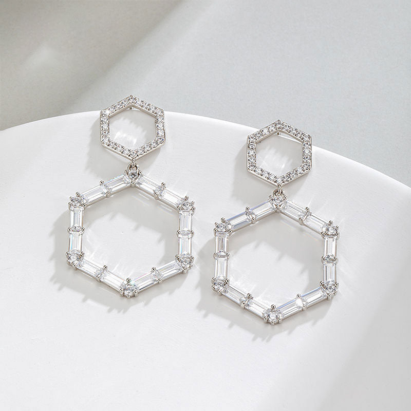 Rhombus Irregular Inlaid Zircon Earrings