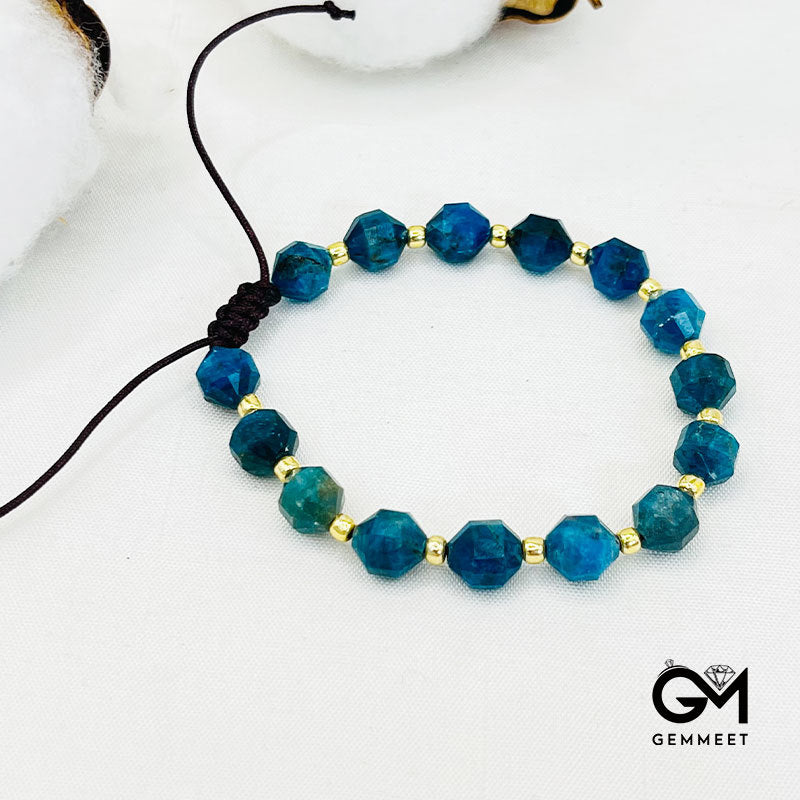 Vintage Cut Bead Blue Apatite Bracelet