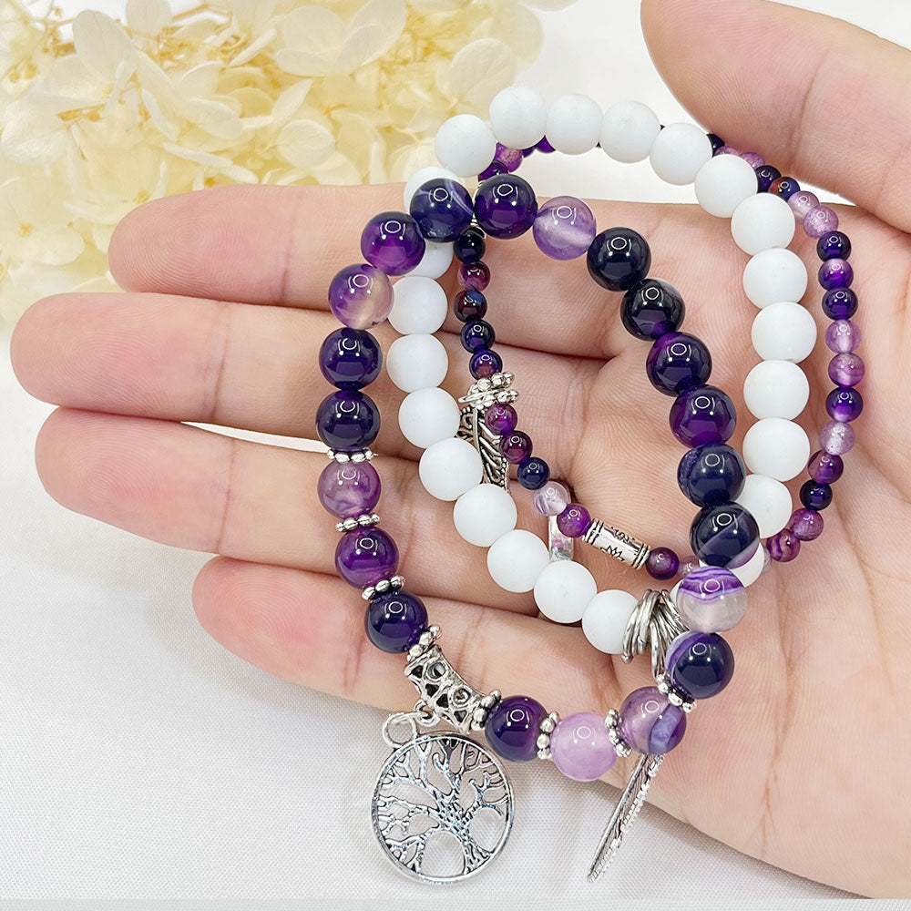 Bohemia Amazonite & Amethyst Fold Wear Bracelet