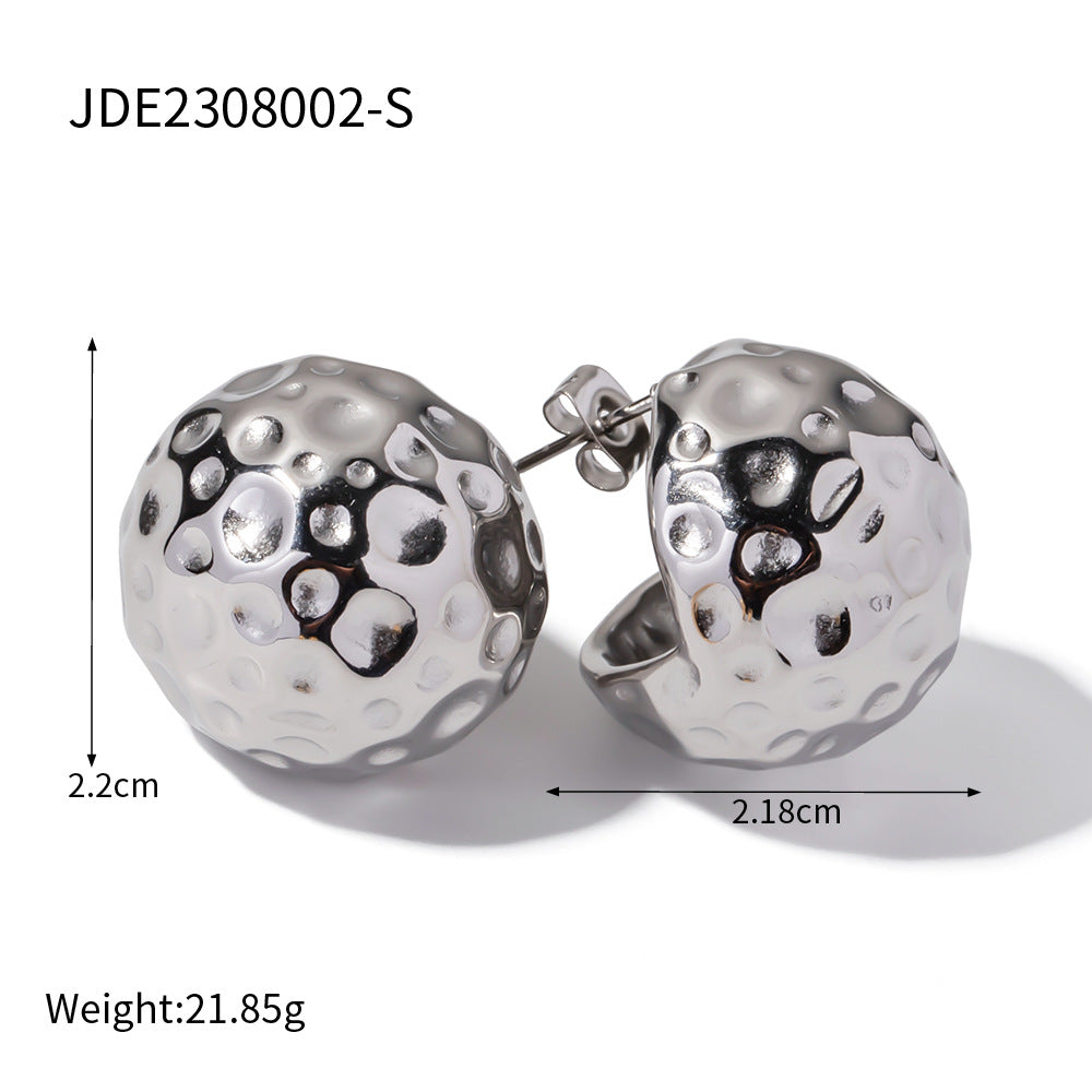 Titanium Steel Ball Hammer Set Zirconium Earrings