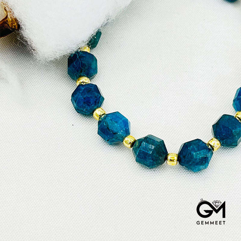 Vintage Cut Bead Blue Apatite Bracelet