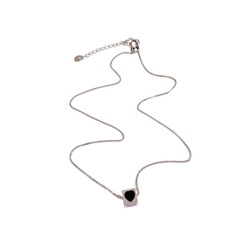 Drop Oil Heart Square Necklace