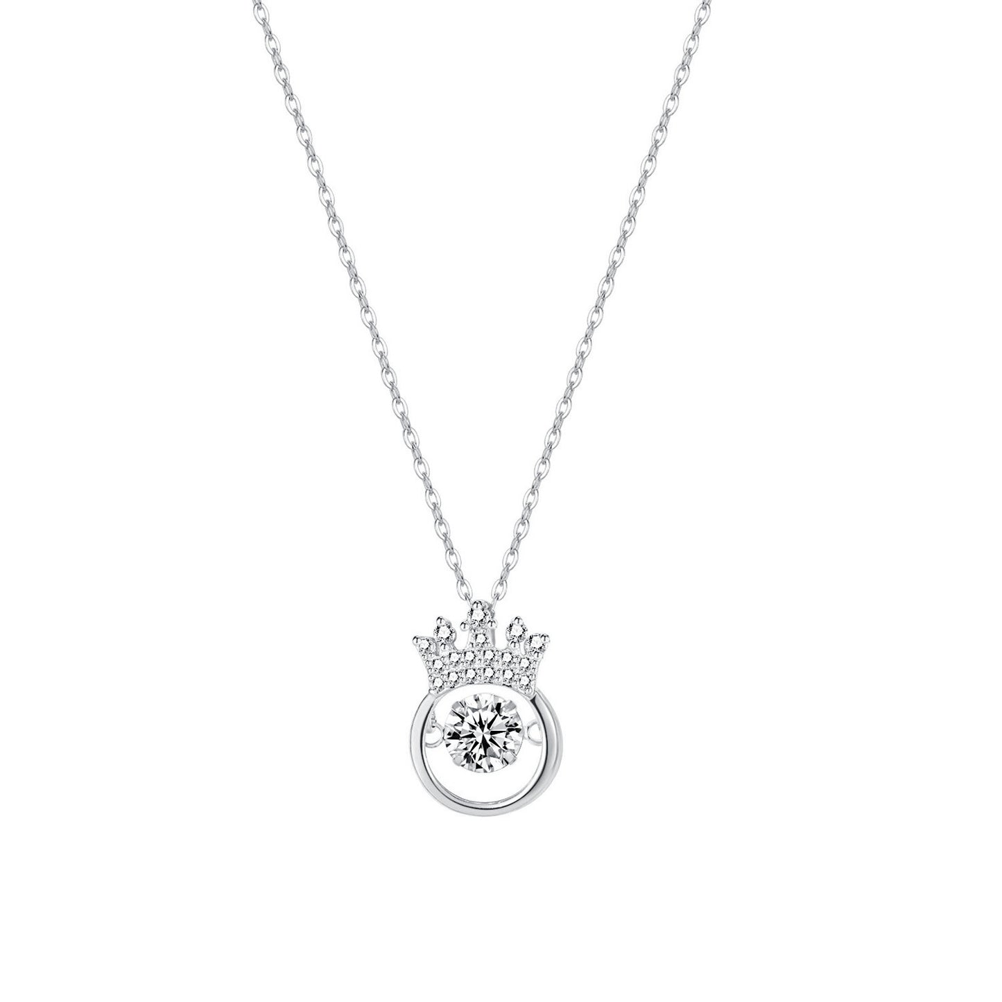 S925 Sterling Silver Crown Zircon Necklace