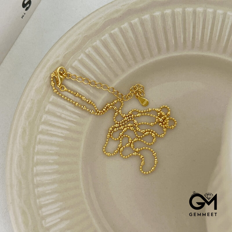 S925 Sterling Silver Irregular Small Round Bead Necklace