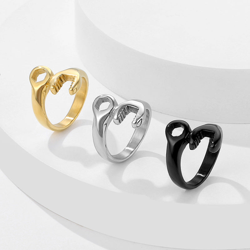 Hip Hop Bully Punk Stainless Steel Wrench Ring