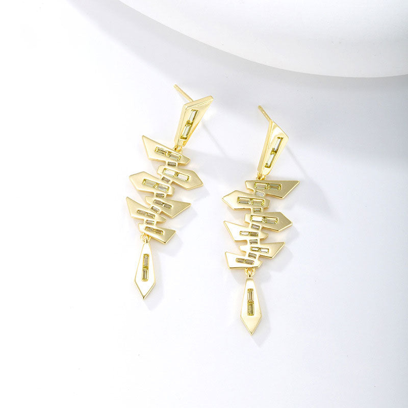 K Gold-plated Fishbone Earrings