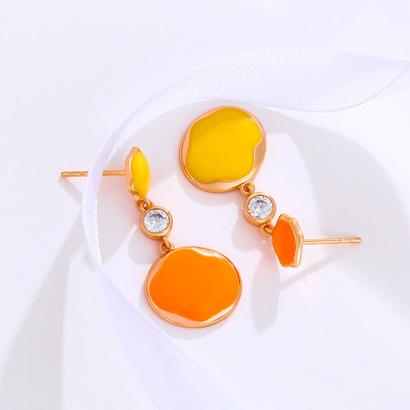 Irregular Earrings for Women Alloy Gold-plated Retro Glaze Earrings