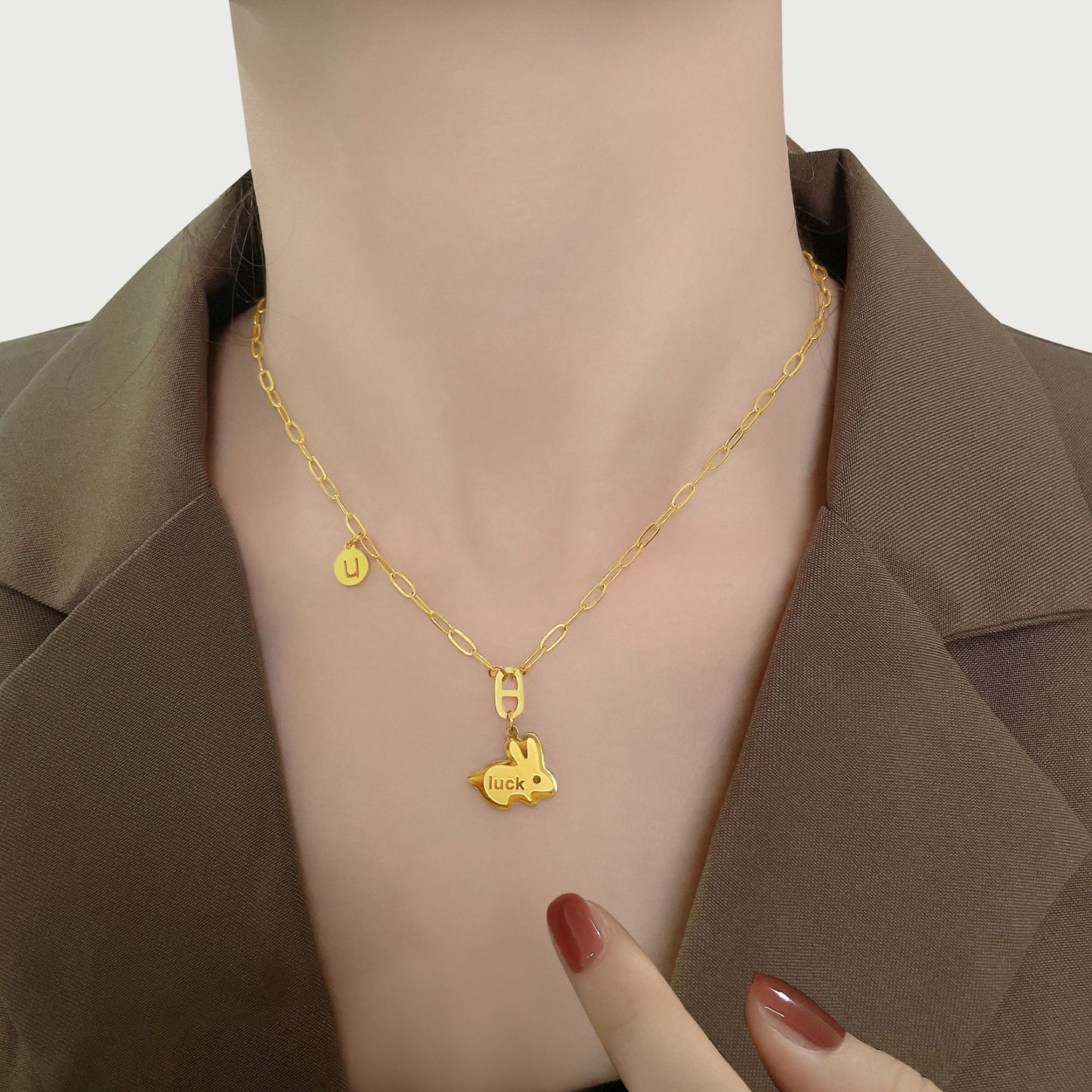 New Lucky Rabbit Titanium Steel Collar Bone Necklace