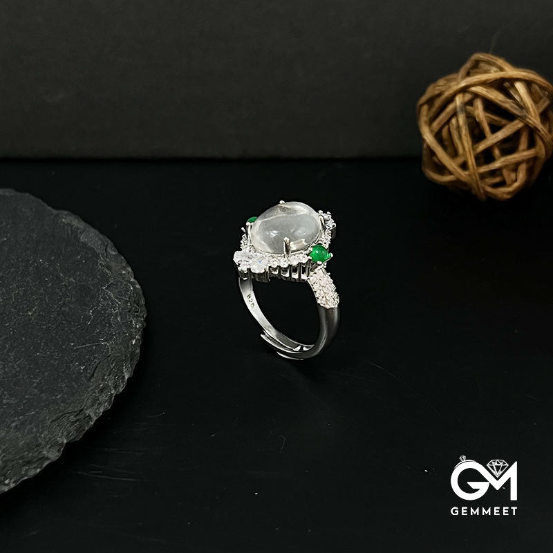Temperament Watercolor Jade Glass Chalcedony Ring