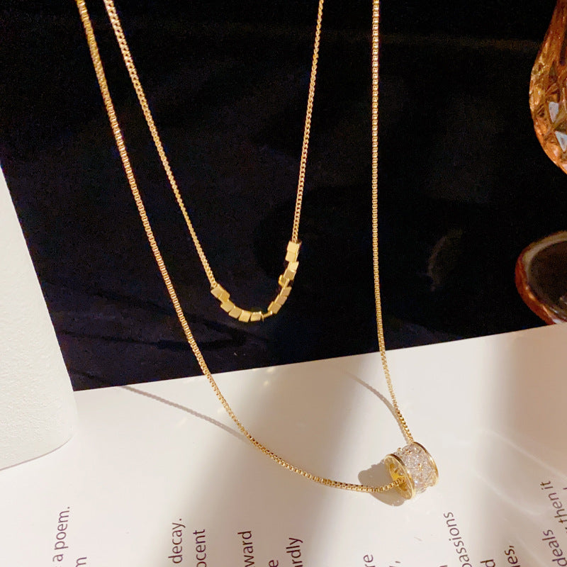 Stylish Double Layer Wear Small Waist Gold-plated Copper Necklace