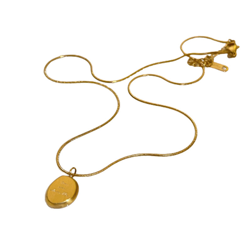 Titanium Steel Letter Brand Bean Necklace