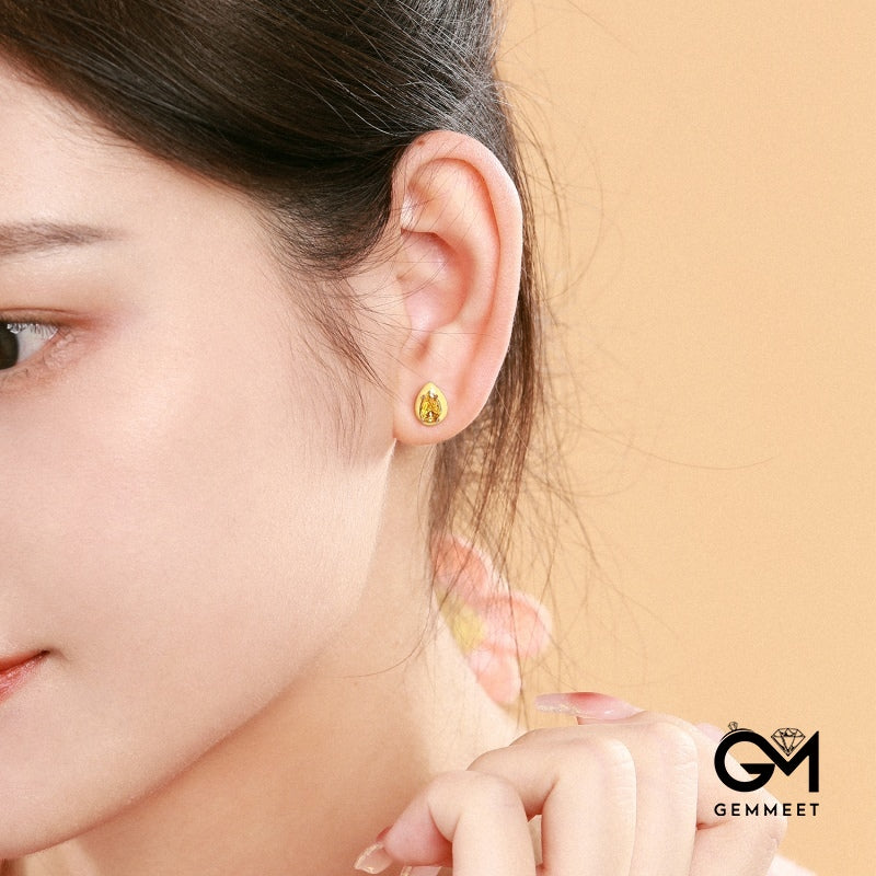 S925 Sterling Silver Yellow Water Drop Rubber Earrings