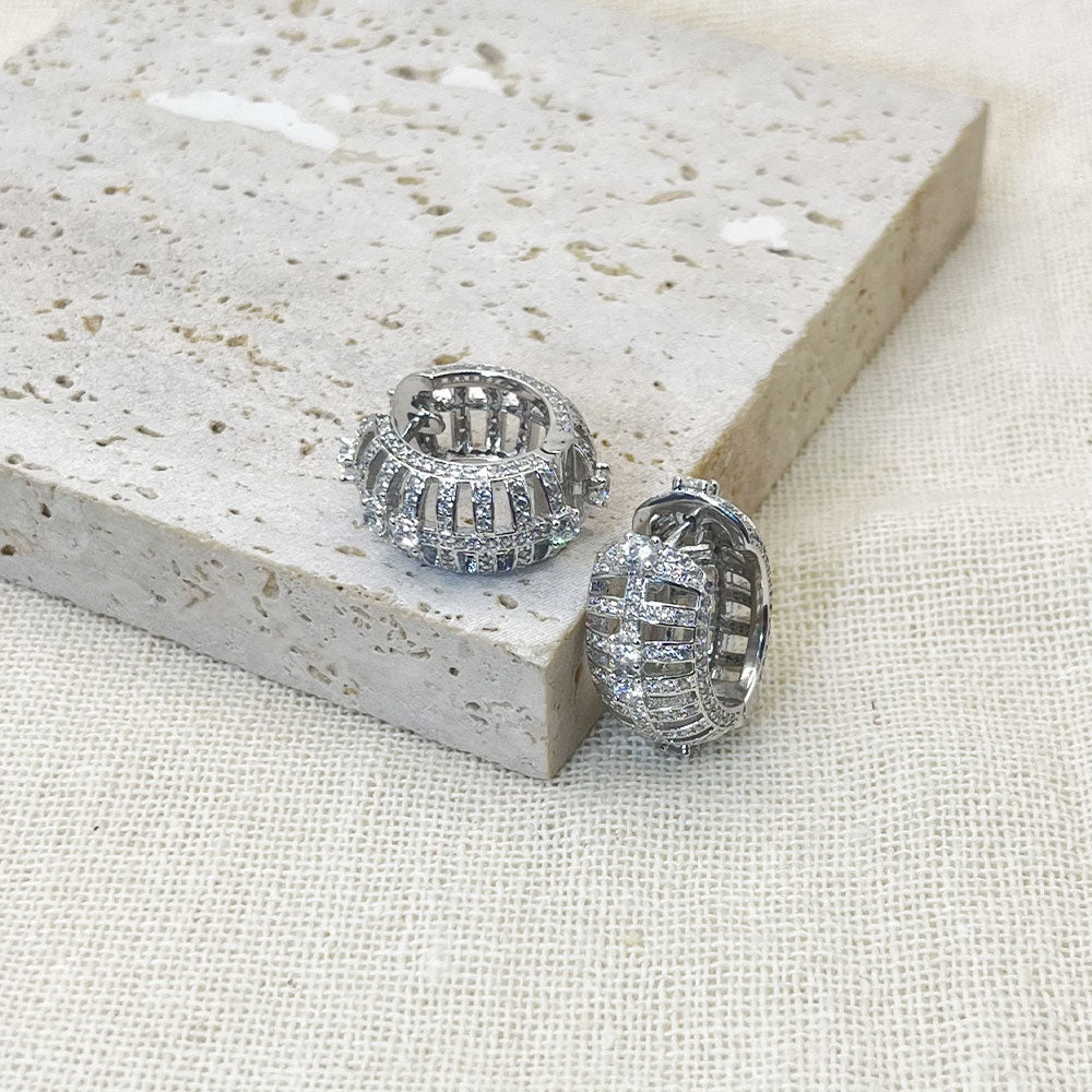 Chunky Hollow Inaild Zircon Earrings