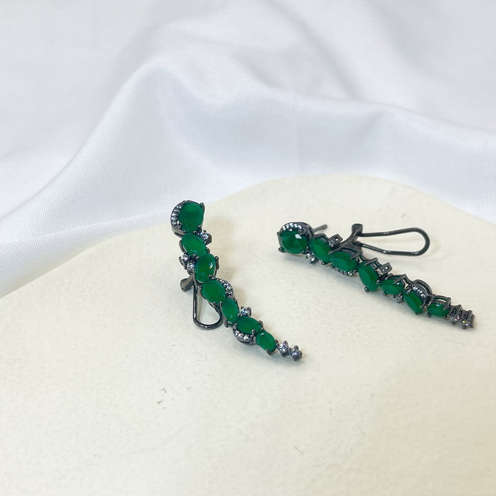 Irregular Oval Shape Green Zircon Earrings