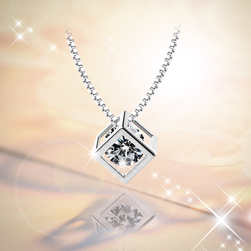 Fashion Personality Rubik's Cube Zircon Necklace
