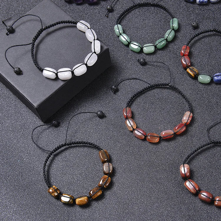 7 Chakra Crystal Gemstone Bead Braided Wrap Men Bracelet