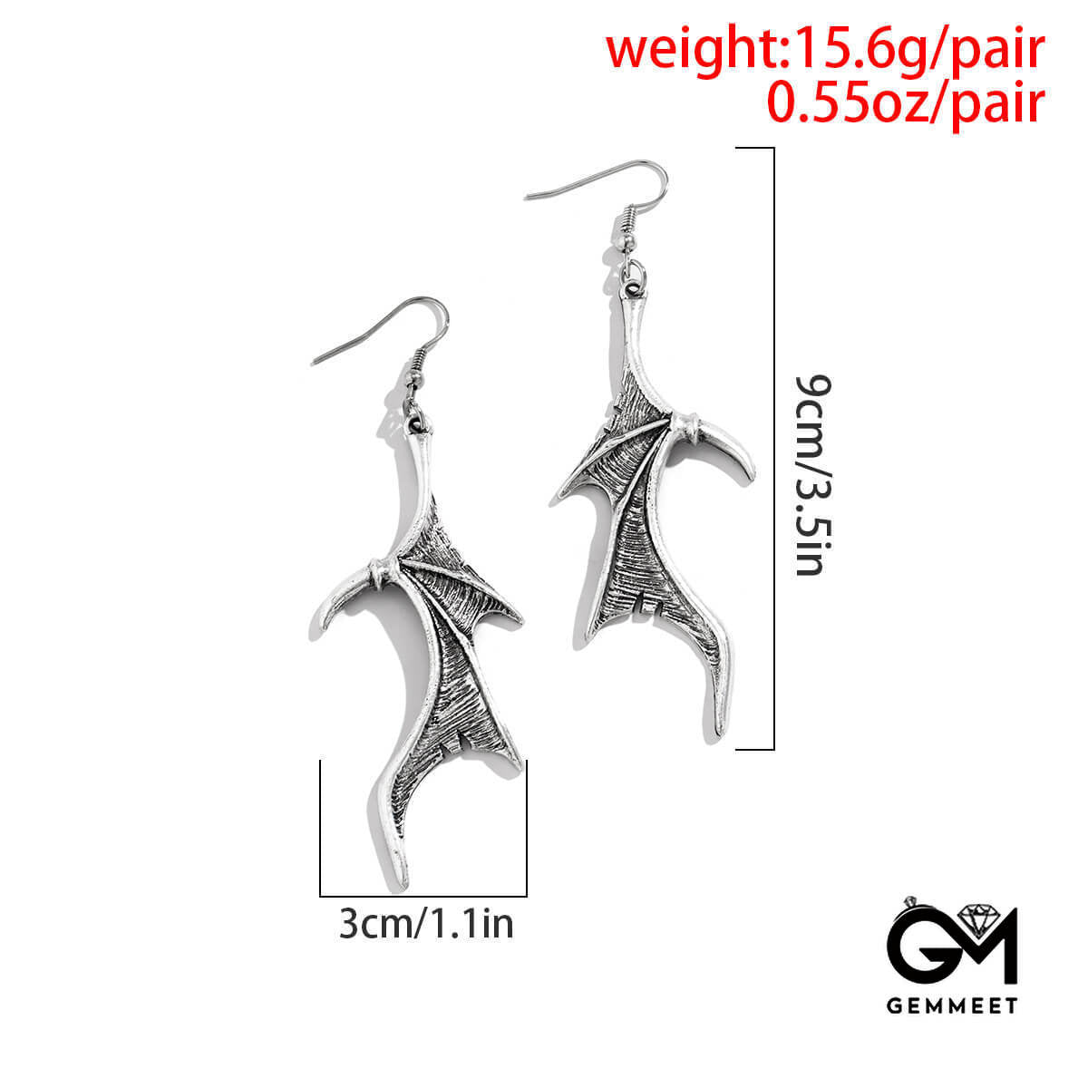 Halloween Party Animal Creative Personality Devil Dragon Wings Sweet Cool Earrings