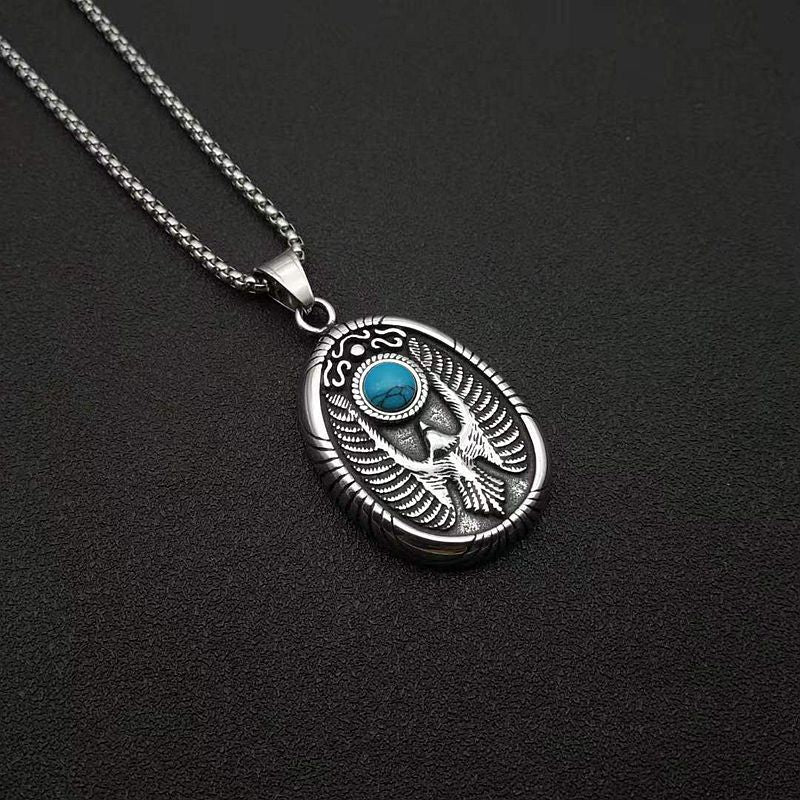 Hip Hop Polished Turquoise Eagle Pendant
